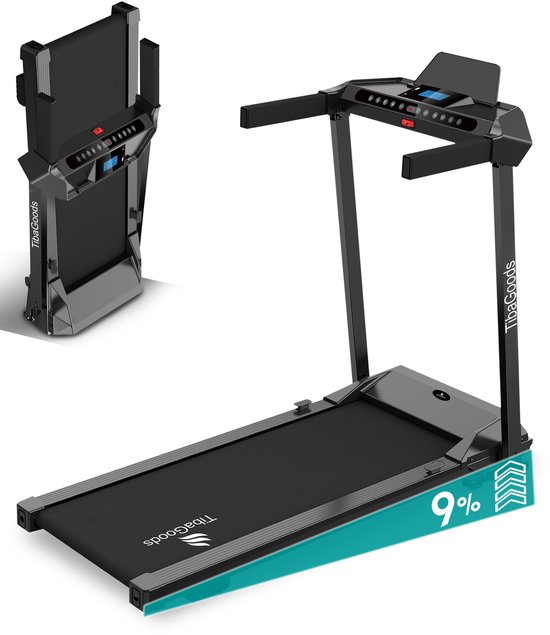 TibaGoods Elektrische Loopband - Wandelband - Hometrainer - Inklapbaar - 9% Handmatige hellingsfunctie - 12 Programma's - Sport - 1 t/m 12 kmh - Walking pad - Voor Thuis