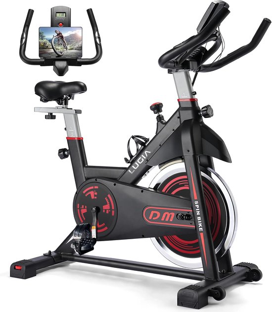 Lugia Hometrainer - Fitness Fiets - Led Display - Verstelbaar Zadel - 0-100% weerstand niveaus - Hartslagfunctie - Max 130kg - Extreem Stil