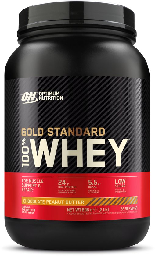 Optimum Nutrition Gold Standard 100% Whey Protein - Chocolate Peanut Butter - Proteine Poeder - Eiwitshake - 900 gram (28 servings)